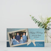 Classic Blue Holiday Greetings Feiertagskarte (Stehend Vorderseite)