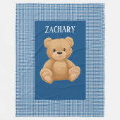 Classic Blue Houndstooth, Teddy Bear, Fleecedecke (Vorderseite)