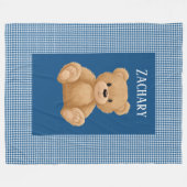 Classic Blue Houndstooth, Teddy Bear, Fleecedecke (Vorderseite (Horizontal))