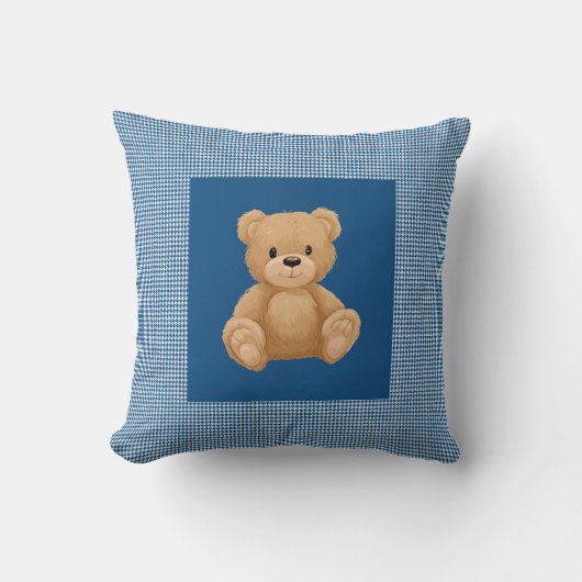 Classic Blue Houndstooth, Teddy Bear, Kissen (Vorderseite)