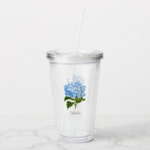 Classic Blue Hydrangea Blume mit Name Acryltrinkbecher (Rückseite)