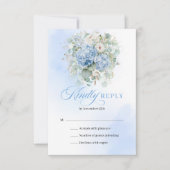 Classic Blue Hydrangea Gold Wedding Enclosure RSVP Karte (Vorderseite)
