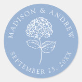 Classic Blue Hydrangea Personalized Wedding Runder Aufkleber (Vorderseite)