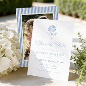 Classic Blue Hydrangea Photo Wedding Save The Date