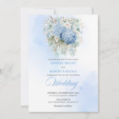Classic Blue Hydrangea Watercolor Wedding Invite Einladung (Vorderseite)