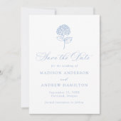 Classic Blue Hydrangea Wedding Save The Date (Vorderseite)