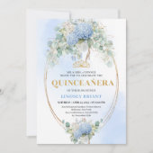 Classic Blue Hydrangeas Eucalyptus Quince Invite Einladung (Vorderseite)