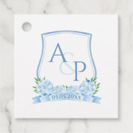 Classic Blue Hydrangeas Monogram Wedding Wappen Geschenkanhänger