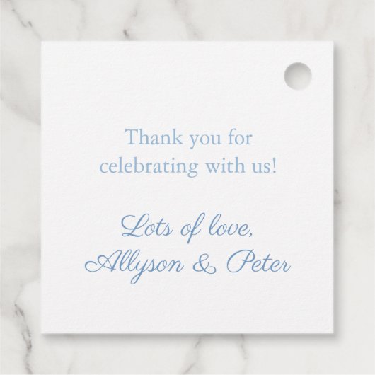 Classic Blue Hydrangeas Monogram Wedding Wappen Geschenkanhänger (Rückseite)