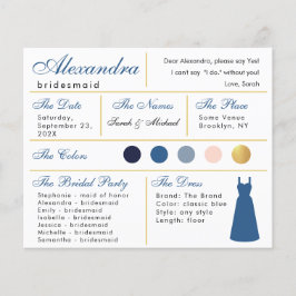 Classic Blue Imitate Gold Bridesmaid Information C