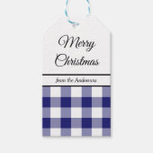 Classic Blue Kariert Frohe Weihnachten Geschenkanhänger (Vorderseite)