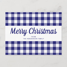 Classic Blue Kariert Frohe Weihnachten Postkarte