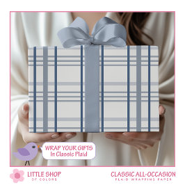 Classic Blue Kariert Geschenkpapier