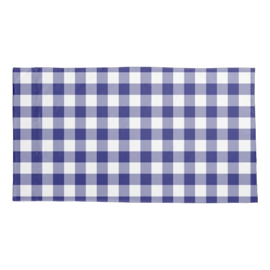 Classic Blue Kariert Gingham Pattern Kissenbezug (Rückseite-Links)