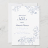 Classic Blue Line Gezeichnet BläserBaby-Dusche Einladung (Vorderseite)