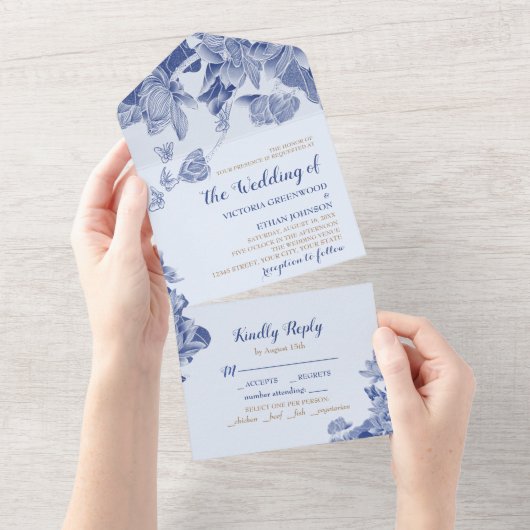 Classic Blue Lotus Museo Cantonale d'Arte All In One Einladung (Abreißen)