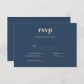 Classic Blue Modern Art Wedding RSVP Card (Vorne/Hinten)