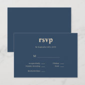 Classic Blue Modern Art Wedding RSVP Card Karte (Vorne/Hinten)