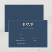 Classic Blue Modern Minimalistisch Wedding RSVP Ca Karte (Vorne/Hinten)