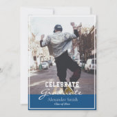 Classic Blue Modern Trendy Abschluss Einladung (Vorderseite)