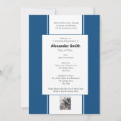 Classic Blue Modern Trendy Abschluss Einladung (Rückseite)