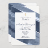 Classic Blue Moderne Taufe Einladung (Vorne/Hinten)