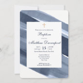 Classic Blue Moderne Taufe Einladung (Vorderseite)