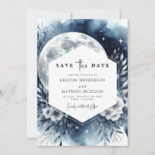 Classic Blue Moonlit Wedding Save The Date (Vorderseite)