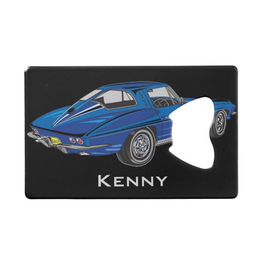 Classic Blue Mustang Design Flaschenöffner (Vorderseite (Horizontal))