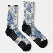 Classic Blue on White Toile Crew Socks - Fit Socken (Rechts)