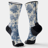 Classic Blue on White Toile Crew Socks - Fit Socken (Gewinkelt)