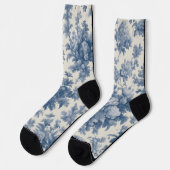 Classic Blue on White Toile Crew Socks Socken (Linkes Detail)