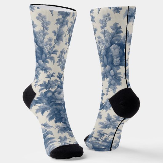 Classic Blue on White Toile Crew Socks Socken (Gewinkelt)