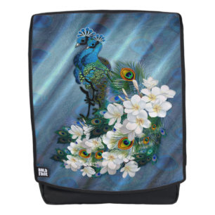 Classic Blue Pink Flamingos Green Blätter Rucksack