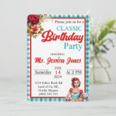 Classic Blue Pinup Geburtstagsparty Einladung (Stehend Vorderseite)