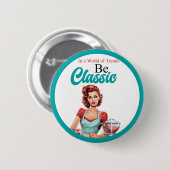 Classic Blue Pinup Junggeselinnen-Abschied Button (Vorne & Hinten)
