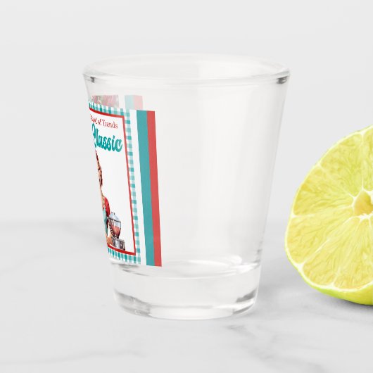 Classic Blue Pinup Junggeselinnen-Abschied Schnapsglas (Rechts)