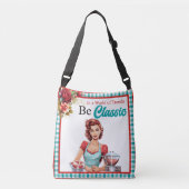 Classic Blue Pinup Junggeselinnen-Abschied Tragetaschen Mit Langen Trägern (Vorderseite)