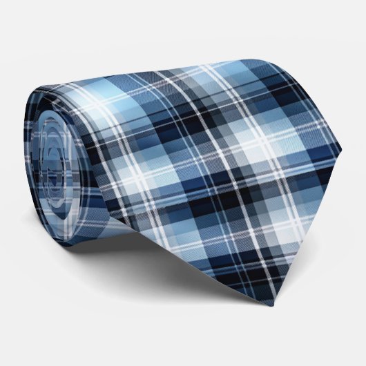 Classic Blue Plaid Pattern – Trendy Tartan Design Krawatte (Gerollt)