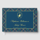 Classic Blue Plaid Polo Equestrian Baby Shower Gästebuch (Vorderseite)