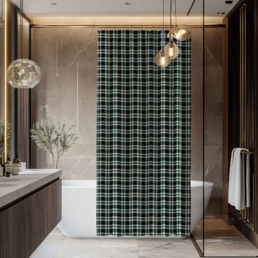 Classic Blue Plaid Shower Curtain for Modern Man Duschvorhang