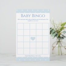 Classic Blue Polka Dots Boy Baby Shower Bingo Game