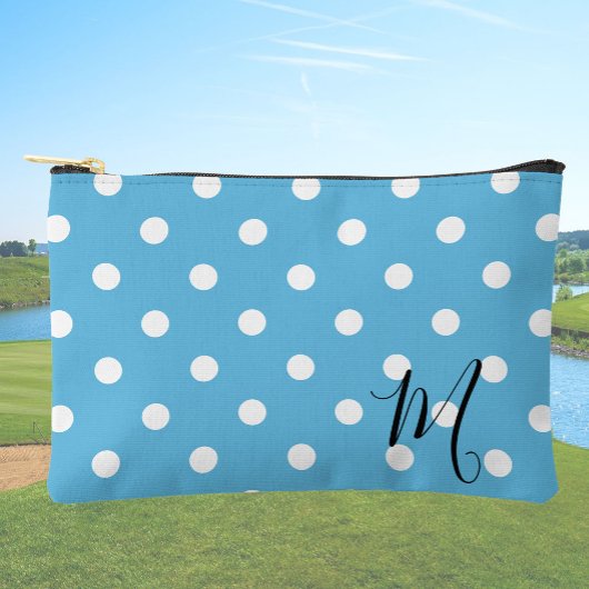 Classic Blue Polka Dots Pattern Makeup or Zubehörtasche