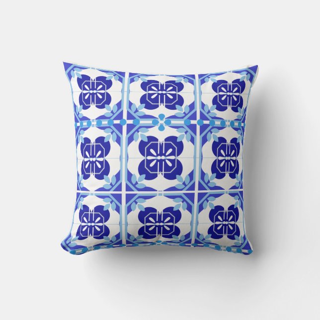 Classic Blue Portugal Tile Kissen (Vorderseite)
