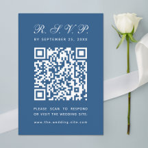 Classic Blue QR Code Einfache Kalligrafie Hochzeit