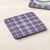 Classic Blue Red Plaid Pattern Getränkeuntersetzer (Linke Seite)