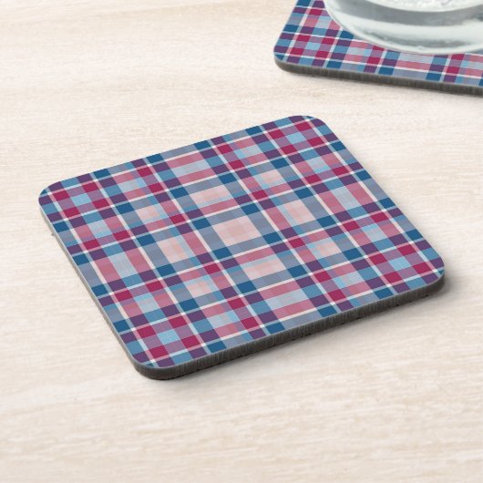 Classic Blue Red Plaid Pattern Getränkeuntersetzer (Linke Seite)