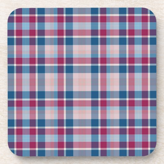 Classic Blue Red Plaid Pattern Getränkeuntersetzer (Vorderseite)