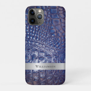 Classic Blue Reptile Digital Leather Silver Metal Case-Mate iPhone Hülle