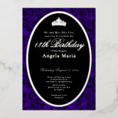 Classic Blue Roses 18th Birthday Debut Silver Folieneinladung (Vorderseite)